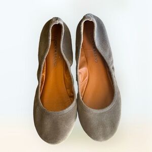 Cute Lucky Brand Emmie Taupe Leather Ballet Flats 8.5W